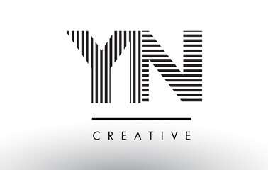 YN Y N Black and White Lines Letter Logo Design.