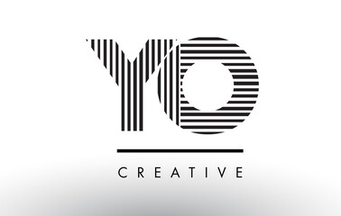 YO Y O Black and White Lines Letter Logo Design.