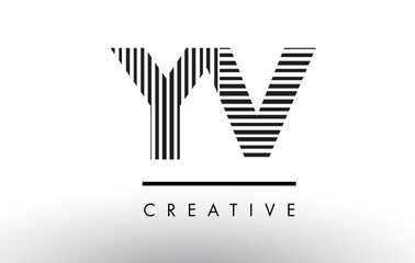 Fototapeta premium YV Y V Black and White Lines Letter Logo Design.