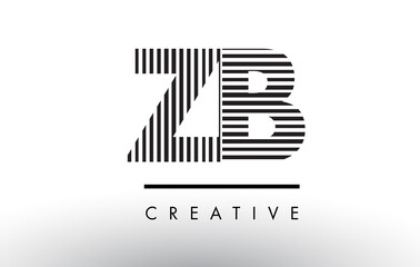 ZB Z B Black and White Lines Letter Logo Design.