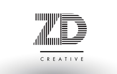 ZD Z D Black and White Lines Letter Logo Design.