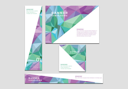 Four Web Banners with Pastel Geometric Patterns