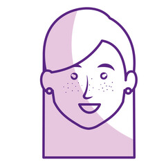 beautiful and young woman head character vector illustration design