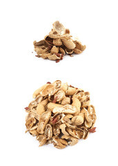 Pile of peanut shells isolated