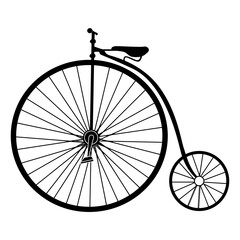 Isolated old bicycle silhouette
