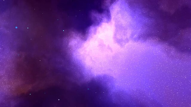 Space travel, pink blue nebula. Loop able, 3D rendering, UHD