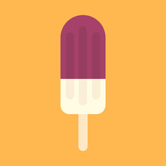 Flat icon fruit ice cream isolated on yellow background. Vector illustration.