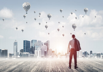 Motivation and inspiration concept with modern cityscape and bus
