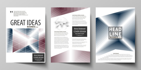 Fototapeta premium Business templates for brochure, magazine, flyer, annual report. Cover design template, vector layout in A4 size. Simple monochrome geometric pattern. Abstract polygonal style, modern background.