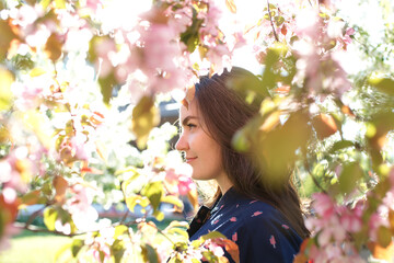Fototapeta premium Portrait of a young woman in spring