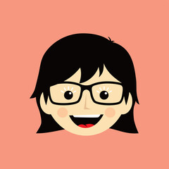 geek cartoon face expression female woman girl vector art