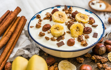 Yogurt with Muesli, Banana and Nuts