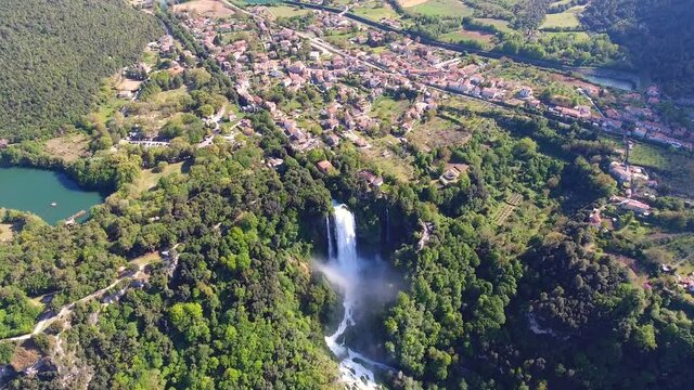 Aerial View of Marmore's Falls in Umbria, Italy