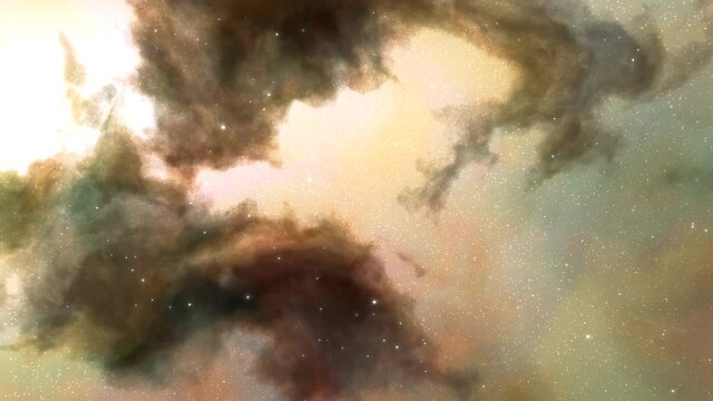 Space travel, light white nebula. Loop able, 3D rendering, UHD