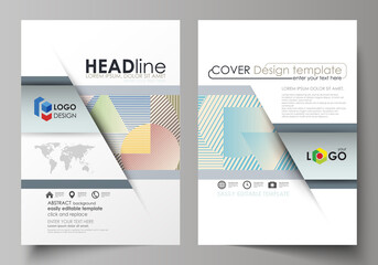 Business templates for brochure, magazine, flyer, booklet or report. Cover template, abstract vector layout in A4 size. Minimalistic design with lines, geometric shapes forming beautiful background.