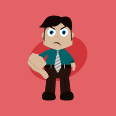 businessman manager at work thumb down cartoon vector art