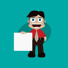 businessman manager at work holding blank sign cartoon vector art