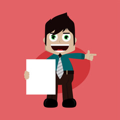 businessman manager at work holding blank sign cartoon vector art