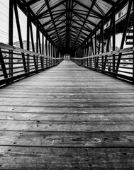 Wooden footbridge over water