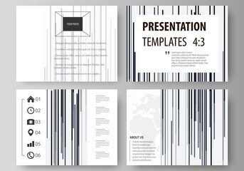 Set of business templates for presentation slides. Easy editable abstract vector layouts in flat design. Simple monochrome geometric pattern. Minimalistic background. Gray color shapes.