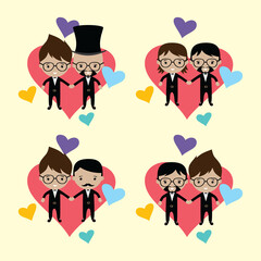 adorable gay spouse groom lovely cartoon marriage