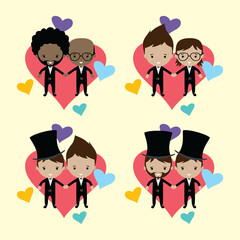 adorable gay spouse groom lovely cartoon marriage