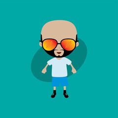 funny flat casual cartoon guy in color vector art