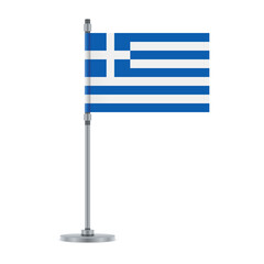Greek flag on the metallic pole, vector illustration