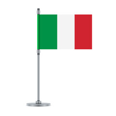 Italian flag on the metallic pole, vector illustration