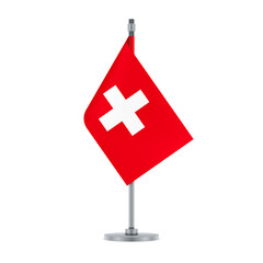 Swiss flag hanging on the metallic pole, vector illustration