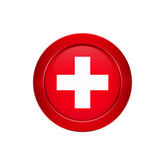 Obraz premium Swiss flag on the round button, vector illustration