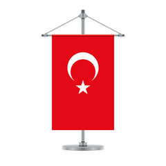 Turkish flag on the cross metallic pole, vector illustration