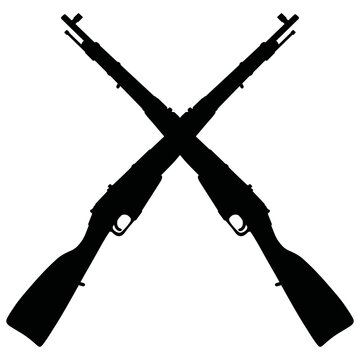 Black silhouettes of two old military rifles