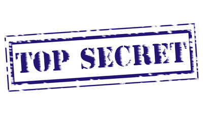 TOP SECRET blue Stamp Text on white backgroud