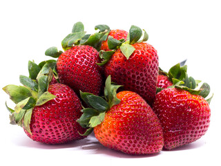 Closeup shot of fresh strawberries. Isolated on white background.