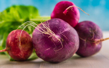 Fresh Picked Radishes on White Board