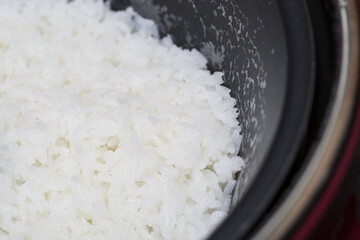 White rice in a pan.