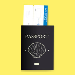 Passport with ticket vector illustration