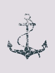Anchor icon on abstract backdrop. Grunge cracked texture