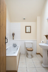 Fototapeta na wymiar View of a Vacation House Bathroom Interior