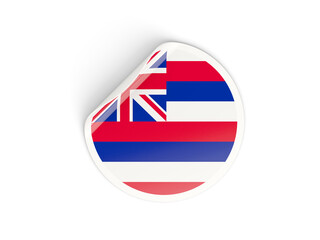 Flag of hawaii, US state round sticker