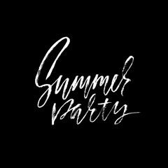 Naklejka premium Summer party hand drawn lettering isolated on white background for your design. Vector illustration. Modern dry brush inscription