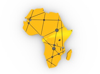 Low poly map of Africa. Molecule And Communication Background. Modern brochure or report design element. Connected lines with dots. 3D rendering