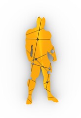 Abstract illustration of bodybuilder. Mosaic style silhouette. Molecule And Communication. Connected lines with dots. 3D rendering