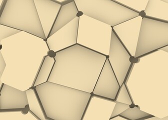 Design brochures with polygonal colorful background. 3D rendering. Splattered polygones