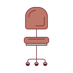 colorful graphic of office chair front view with dark red line contour vector illustration