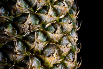 Closeup of a Pineapple on a black background