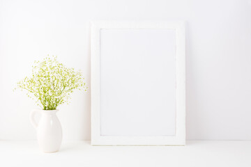 White frame mockup with Rue Anemone flowers