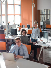 businessman working using a laptop in startup office