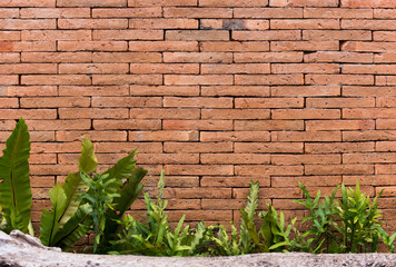 Old of concrete orange color blocks wall texture background.